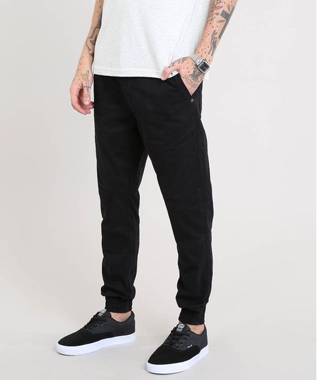 Calca-de-Sarja-Masculina-Jogger-com-Recorte-Preta-9529456-Preto_1