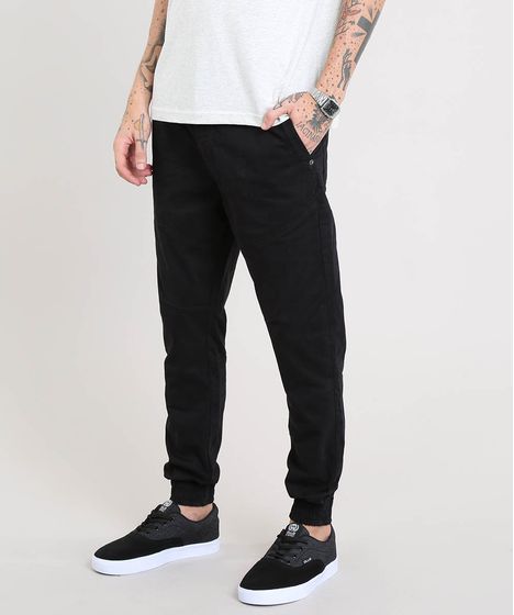 calça masculina de sarja preta