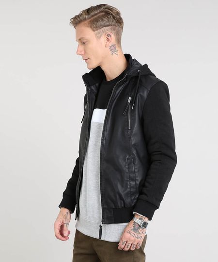 jaqueta masculina com manga de moletom