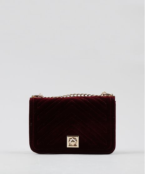 Bolsa-Feminina-Transversal-Pequena-em-Veludo-Vinho-9381297-Vinho_1