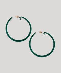 Brinco-Feminino-de-Argola-em-Veludo-Verde-9427645-Verde_1