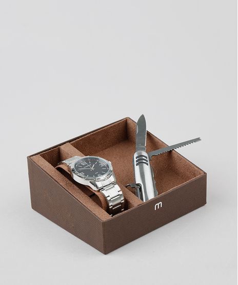 Kit-de-Relogio-Analogico-Mondaine-Masculino---Canivete---99327G0MGNE2K1-Prateado-9527842-Prateado_1