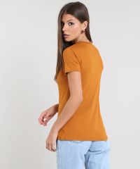 Blusa-Feminina-Choker-Basica-Manga-Curta-Decote-Redondo-Mostarda-8625969-Mostarda_2