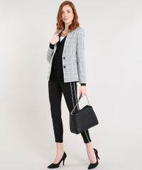 Blazer-Feminino-Estampado-Xadrez-com-Botoes-Cinza-9420581-Cinza_3