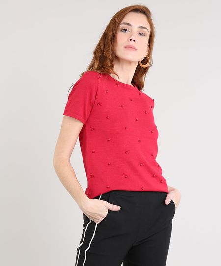 Blusa-Feminina-em-Trico-com-Perolas-Manga-Curta-Decote-Redondo-Vermelha-9341365-Vermelho_1 Blusa-Feminina-em-Trico-com-Perolas-Manga-Curta-Decote-Redondo-Vermelha-9341365-Vermelho_1
