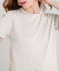 Blusa-Feminina-em-Trico-com-Perolas-Manga-Curta-Decote-Redondo-Bege-9341365-Bege_4