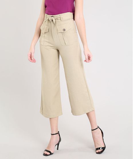 Calca-Feminina-Pantacourt-Clochard-com-Linho-Kaki-9508341-Kaki_1