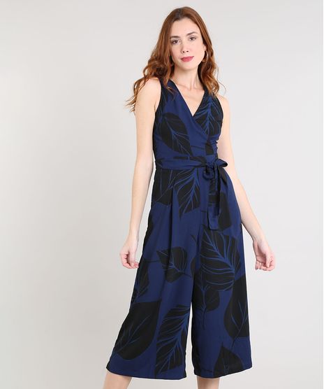 Macacao-Feminino-Pantacourt-Estampado-Folhagem-Decote-V-Azul-Marinho-9411040-Azul_Marinho_1