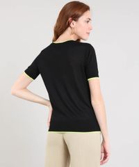 Blusa-Feminina-Bicolor-em-Trico-Manga-Curta-Decote-Redondo-Preta-9519911-Preto_2