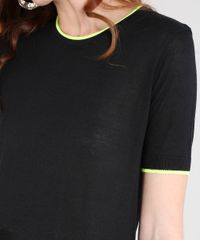 Blusa-Feminina-Bicolor-em-Trico-Manga-Curta-Decote-Redondo-Preta-9519911-Preto_4