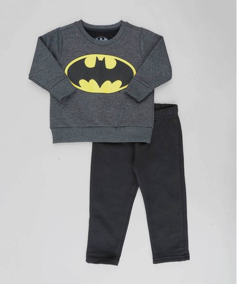 Conjunto-Infantil-Batman-de-Blusao-Cinza-Mescla-Escuro---Calca-em-Moletom-Preta-9129252-Preto_1