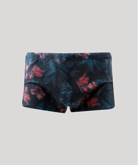 Sunga-Masculina-Estampada-de-Folhagem-Preta-9441412-Preto_1