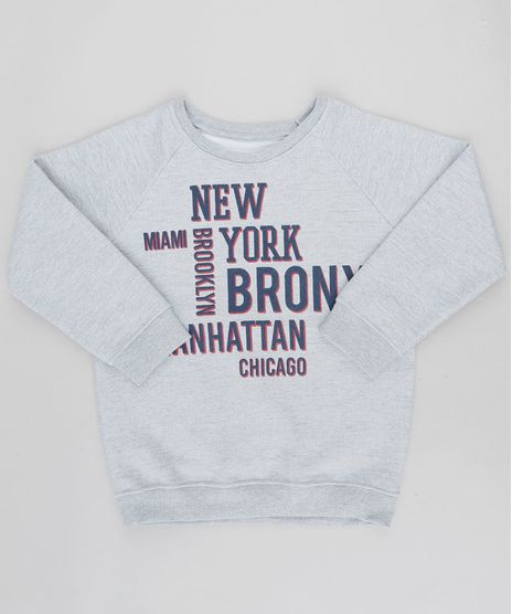 Blusao-Infantil--New-York--em-Moletom-Gola-Careca-Cinza-Mescla-9455995-Cinza_Mescla_1