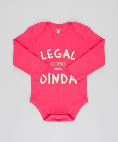 Body-Infantil--Legal-como-Minha-Dinda--Manga-Longa-Decote-Redondo-Rosa-Escuro-9208116-Rosa_Escuro_1