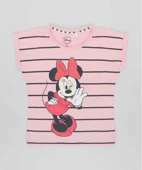 Blusa-Infantil-Minnie-com-Listras-Manga-Curta-Decote-Redondo-Rosa-9519338-Rosa_1