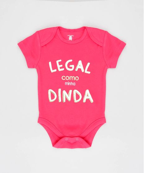 Body-Infantil--Legal-como-Minha-Dinda--Manga-Curta-Decote-Redondo-Rosa-Escuro-9208112-Rosa_Escuro_1
