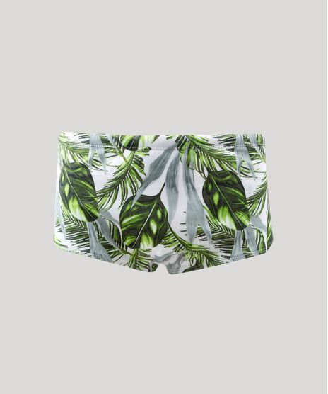Sunga-Masculina-Estampada-de-Folhagem-com-Protecao-UV50--Branca-9456398-Branco_1