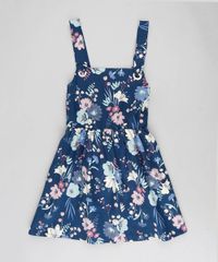 Salopete-Infantil-Estampada-Floral-com-Lace-Up-Azul-Marinho-9364777-Azul_Marinho_1