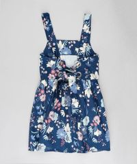 Salopete-Infantil-Estampada-Floral-com-Lace-Up-Azul-Marinho-9364777-Azul_Marinho_2