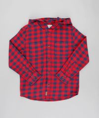 Camisa-Infantil-Estampada-Xadrez-com-Capuz-Manga-Longa-Vermelha-9382069-Vermelho_1