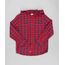 Camisa-Infantil-Estampada-Xadrez-com-Capuz-Manga-Longa-Vermelha-9382069-Vermelho_1