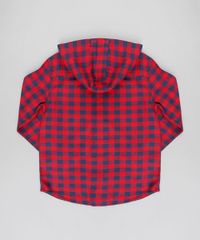 Camisa-Infantil-Estampada-Xadrez-com-Capuz-Manga-Longa-Vermelha-9382069-Vermelho_2