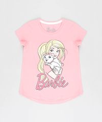 Blusa-Infantil-Barbie-com-Glitter-Manga-Curta-Decote-Redondo-Rosa-9327703-Rosa_1