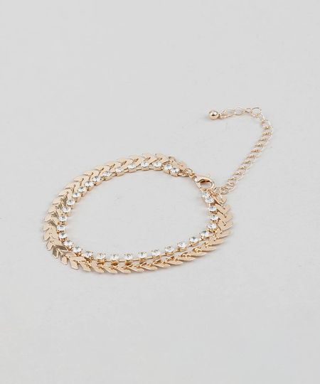Pulseira-Feminina-Dupla-com-Strass-Dourado-9428281-Dourado_1