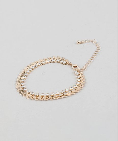 Pulseira-Feminina-Dupla-com-Strass-Dourado-9428281-Dourado_1
