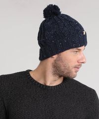 Gorro-Masculino-em-Trico-Botone-com-Pompom-Azul-Marinho-8903294-Azul_Marinho_1