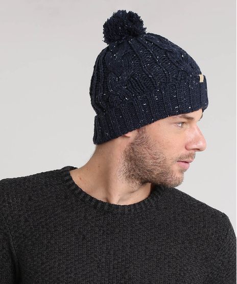 Gorro-Masculino-em-Trico-Botone-com-Pompom-Azul-Marinho-8903294-Azul_Marinho_1
