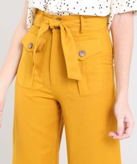 Calca-Feminina-Pantacourt-Clochard-com-Linho-Mostarda-9508341-Mostarda_4