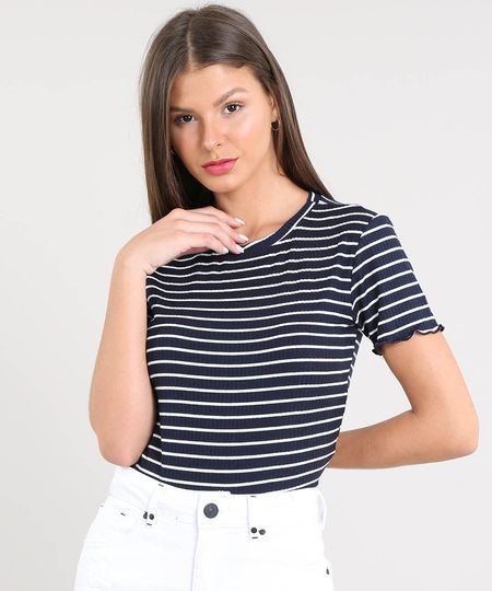 Blusa-Feminina-Canelada-Listrada-Cropped-Manga-Curta-Decote-Redondo-Azul-Marinho-9297516-Azul_Marinho_1 Blusa-Feminina-Canelada-Listrada-Cropped-Manga-Curta-Decote-Redondo-Azul-Marinho-9297516-Azul_Marinho_1