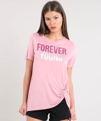 Blusa-Feminina--Forever-Young--com-No-Manga-Curta-Decote-Redondo-Rose-9446239-Rose_1