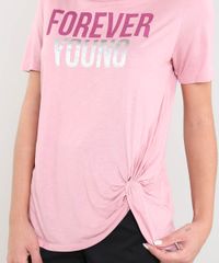 Blusa-Feminina--Forever-Young--com-No-Manga-Curta-Decote-Redondo-Rose-9446239-Rose_4