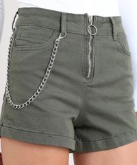 Short-de-Sarja-Feminino-Hot-Pant-Cintura-Alta-com-Corrente-Verde-Militar-9539061-Verde_Militar_4