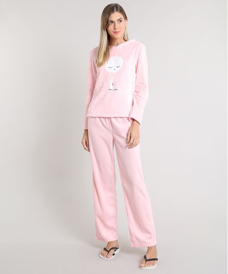 Pijama-de-Inverno-Feminino-Coelho-em-Fleece-Manga-Longa-Rosa-9371986-Rosa_1