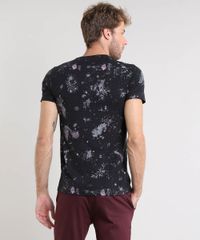 Camiseta-Masculina-Slim-Fit-Estampada-de-Respingos-Manga-Curta-Gola-Careca-Preta-9388103-Preto_2