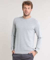 Sueter-Masculino-Slim-Fit-Texturizado-em-Trico-Cinza-Claro-9323974-Cinza_Claro_1