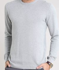 Sueter-Masculino-Slim-Fit-Texturizado-em-Trico-Cinza-Claro-9323974-Cinza_Claro_4