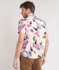 Camisa-Masculina-Estampada-Floral-Manga-Curta-Bege-9419531-Bege_2
