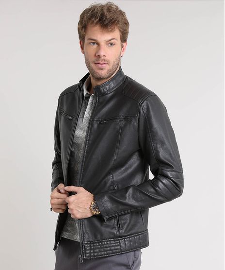 Jaqueta-Masculina-Biker-com-Bolsos-Marrom-Escuro-9357809-Marrom_Escuro_1