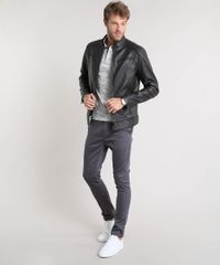 Polo-Masculina-Estampada-de-Folhagem-em-Piquet-Manga-Curta-Cinza-Mescla-Claro-9448685-Cinza_Mescla_Claro_3