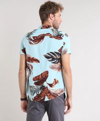 Camisa-Masculina-Estampada-de-Folhagem-Manga-Curta-Verde-Agua-9466282-Verde_Agua_2