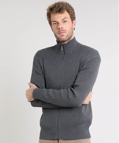 Jaqueta-Masculina-Slim-Fit-Canelada-em-Trico-Cinza-Mescla-Escuro-9347567-Cinza_Mescla_Escuro_1
