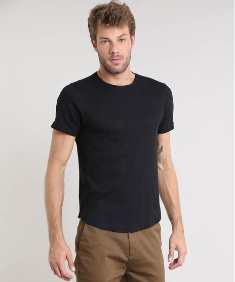 Camiseta-Masculina-Slim-Fit-Canelada-Manga-Curta-Gola-Careca-Preta-9410885-Preto_1