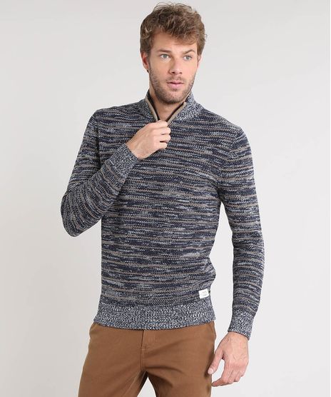 Sueter-Masculino-Mescla-em-Trico-com-Ziper-Azul-Marinho-9327993-Azul_Marinho_1