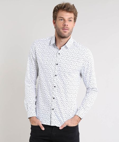 Camisa-Masculina-Slim-Estampada-Mini-Print-Manga-Longa-Branca-9477774-Branco_1