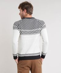 Sueter-Masculino-com-Estampa-Geometrica-em-Trico-Kaki-Claro-9349172-Kaki_Claro_2