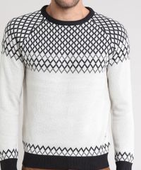Sueter-Masculino-com-Estampa-Geometrica-em-Trico-Kaki-Claro-9349172-Kaki_Claro_4
